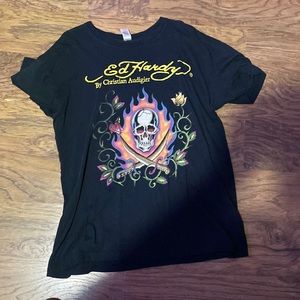 Edgar’s fire skull shirt